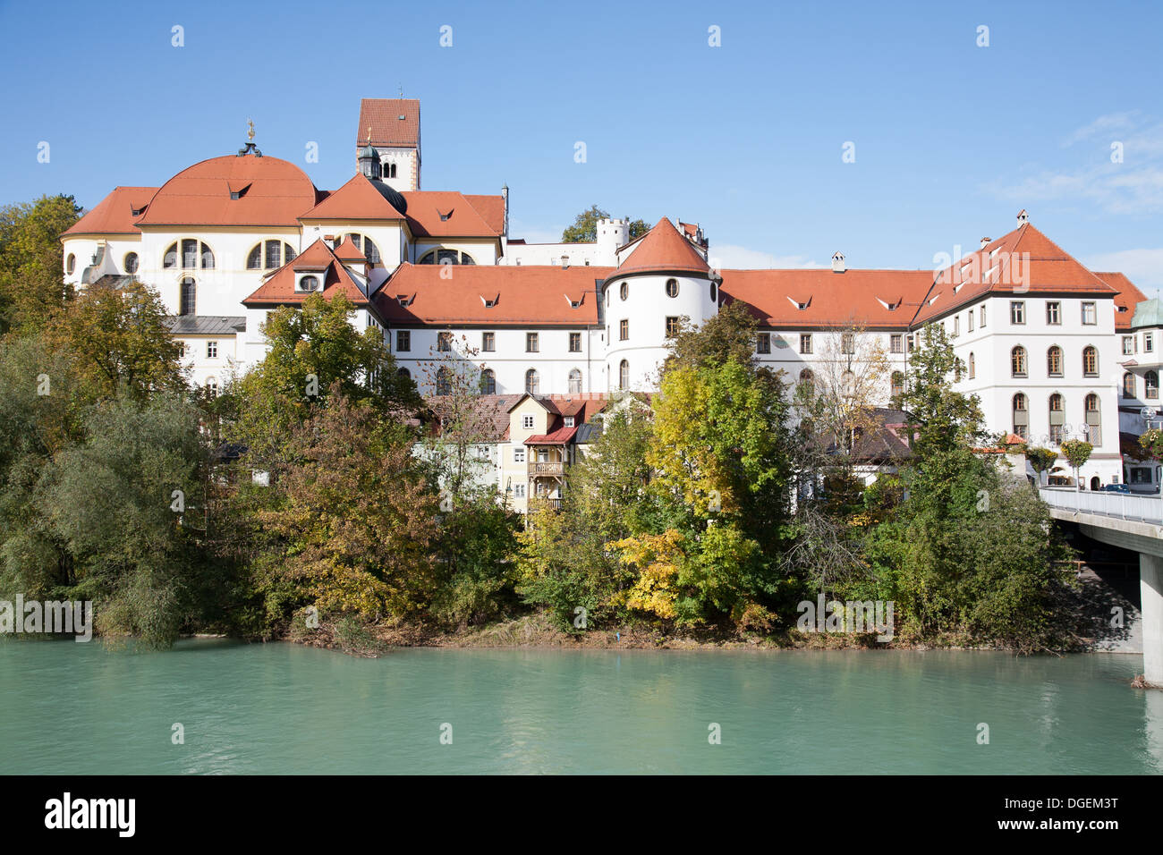 Fussen Hohe Château et rivière Lech Banque D'Images