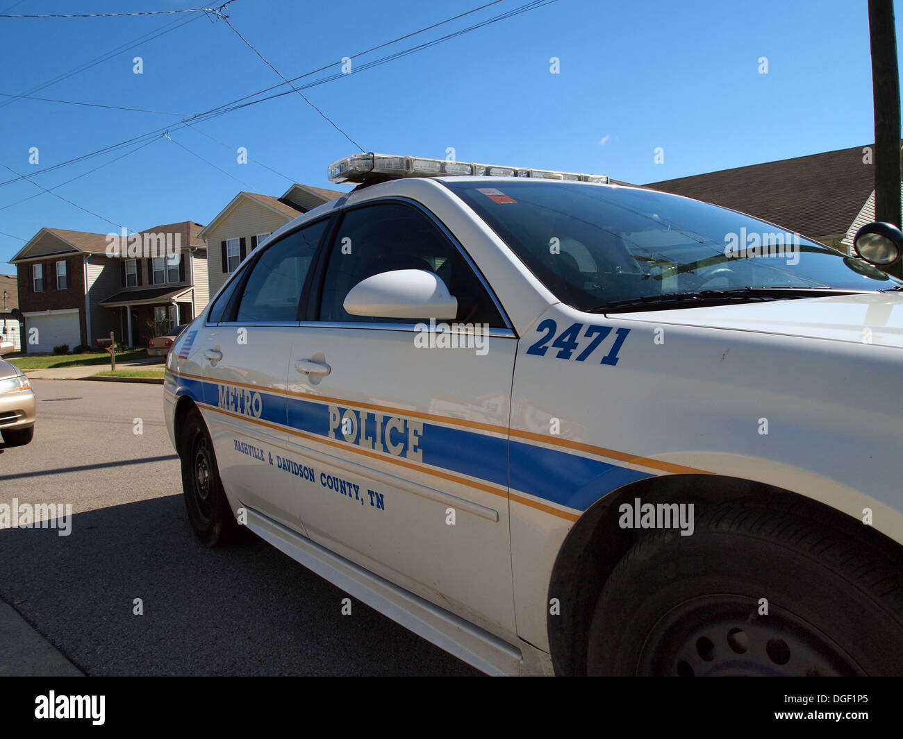 Nashville Metropolitan Police Department voiture est quartier résidentiel, Nashville, Tennessee, USA Banque D'Images