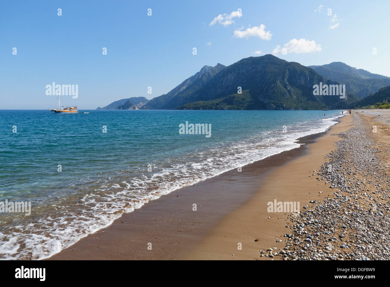 Plage d'Olympos, côte lycienne, Çıralı, Lycie, Province d'Antalya, Turquie Banque D'Images