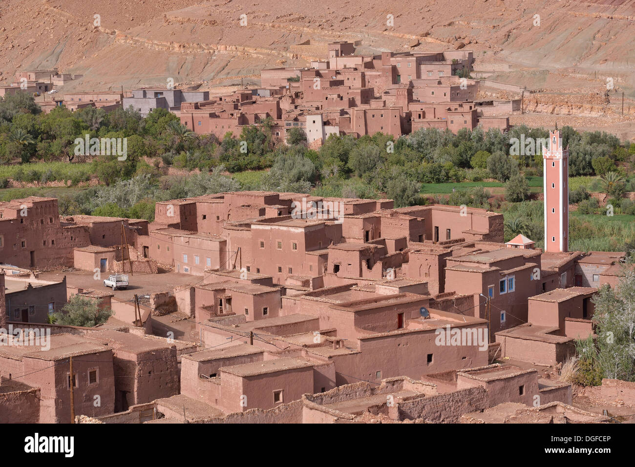 Ksar, ville fortifiée, la route des kasbahs, Ounila-Tal, près de l'Aït-Ben-Haddou, région de Souss-Massa-Draâ, Maroc Banque D'Images