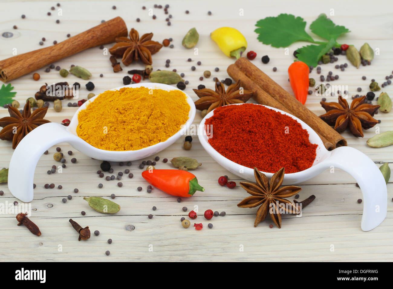 Sélection de couleur d'épices indiennes Banque D'Images