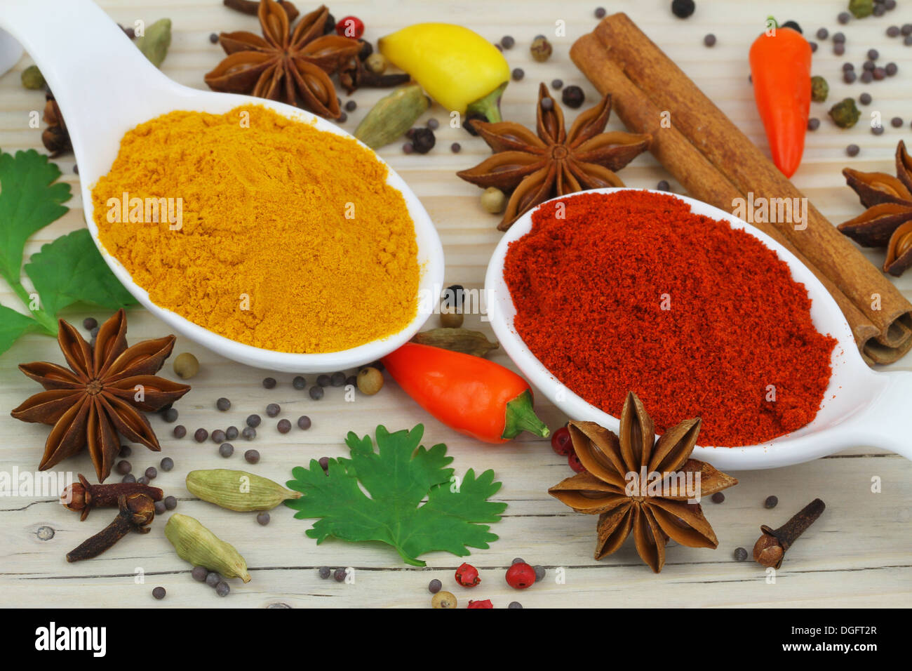 Sélection de couleur d'épices indiennes Banque D'Images
