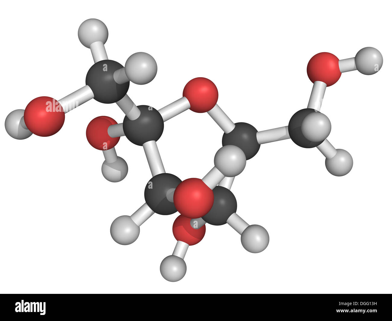 Structure chimique de fructose, une molécule de sucre de fruit Banque D'Images