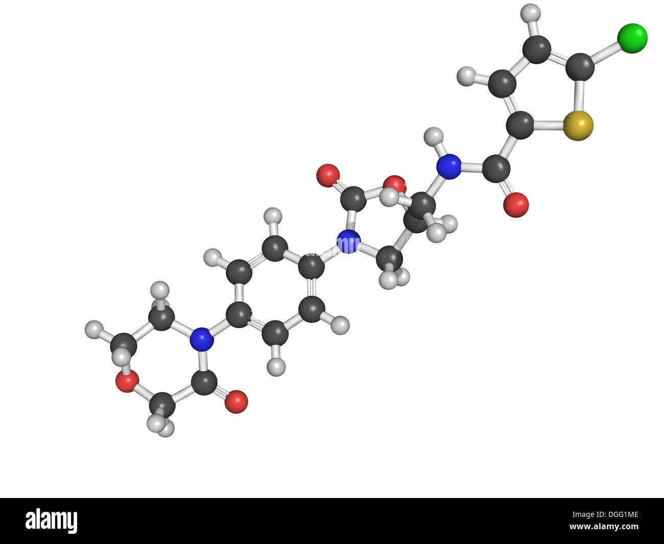 Structure chimique du Rivaroxaban anticoagulant (inhibiteur du facteur Xa direct) Banque D'Images