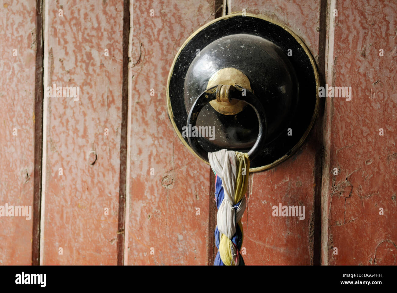 Heurtoir, Monastère de Mindroling, Luzhou, Tibet, Chine, Asie Banque D'Images