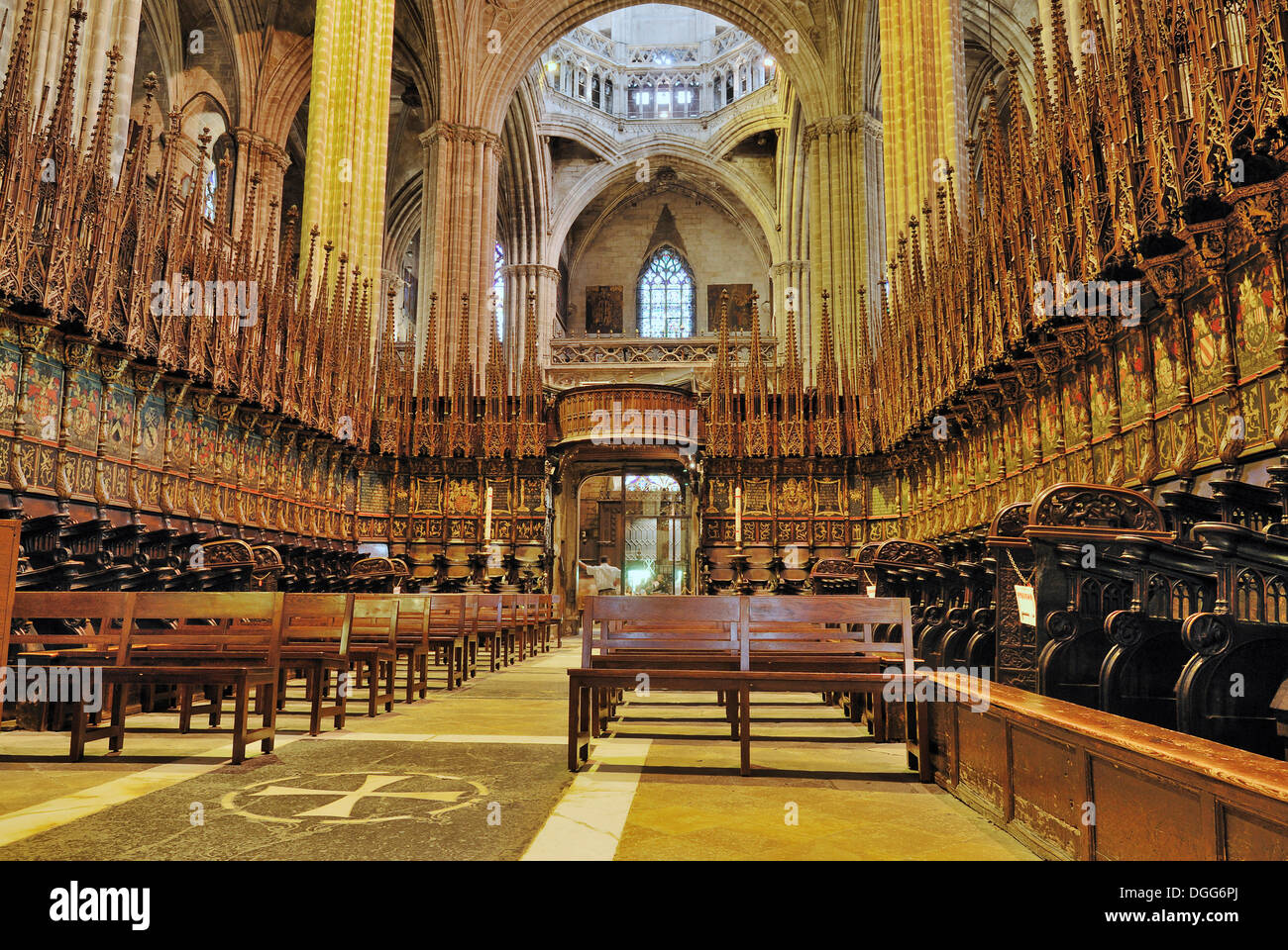 L'intérieur, de la Catedral de la Santa Creu i Santa Eulalia, la cathédrale de la Sainte Croix et Sainte Eulalia, Quartier Gothique Banque D'Images