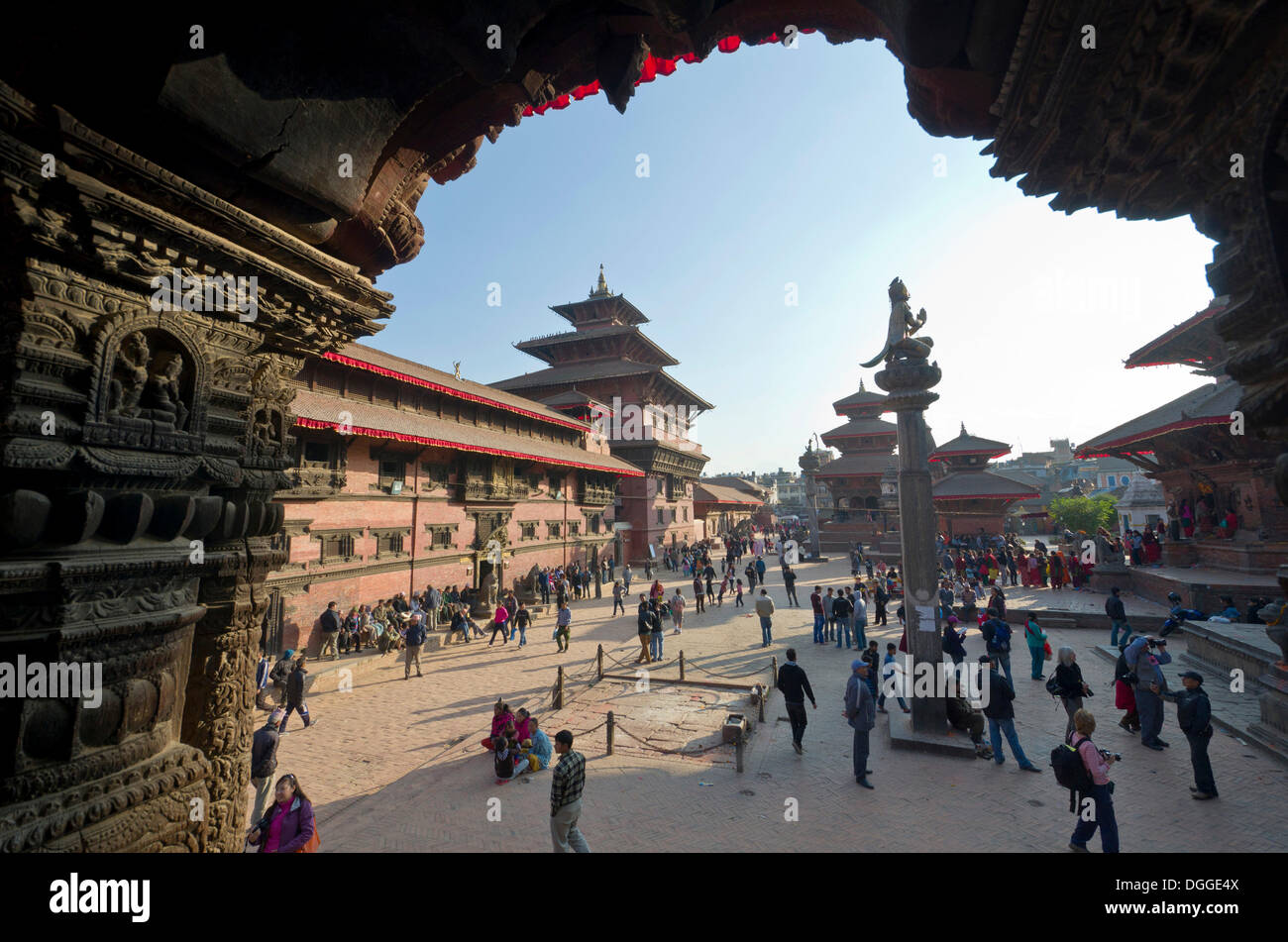 Des temples hindous et des monuments bouddhiques sur Patan Durbar Square, Patan, Lalitpur, District Zone Bagmati, Népal Banque D'Images