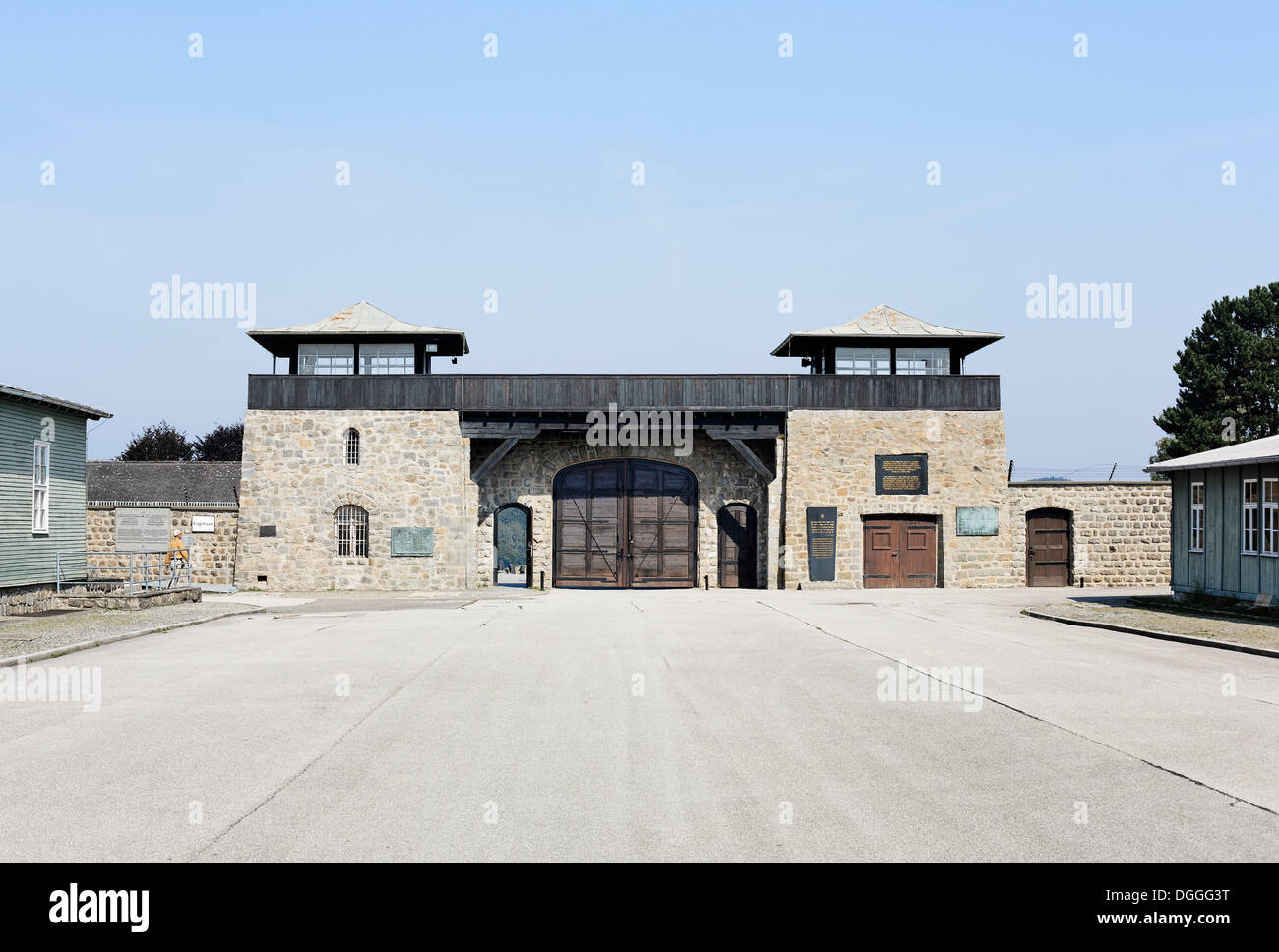 Porte du camp de concentration de Mauthausen, Perg, Haute Autriche, Autriche, Europe Banque D'Images