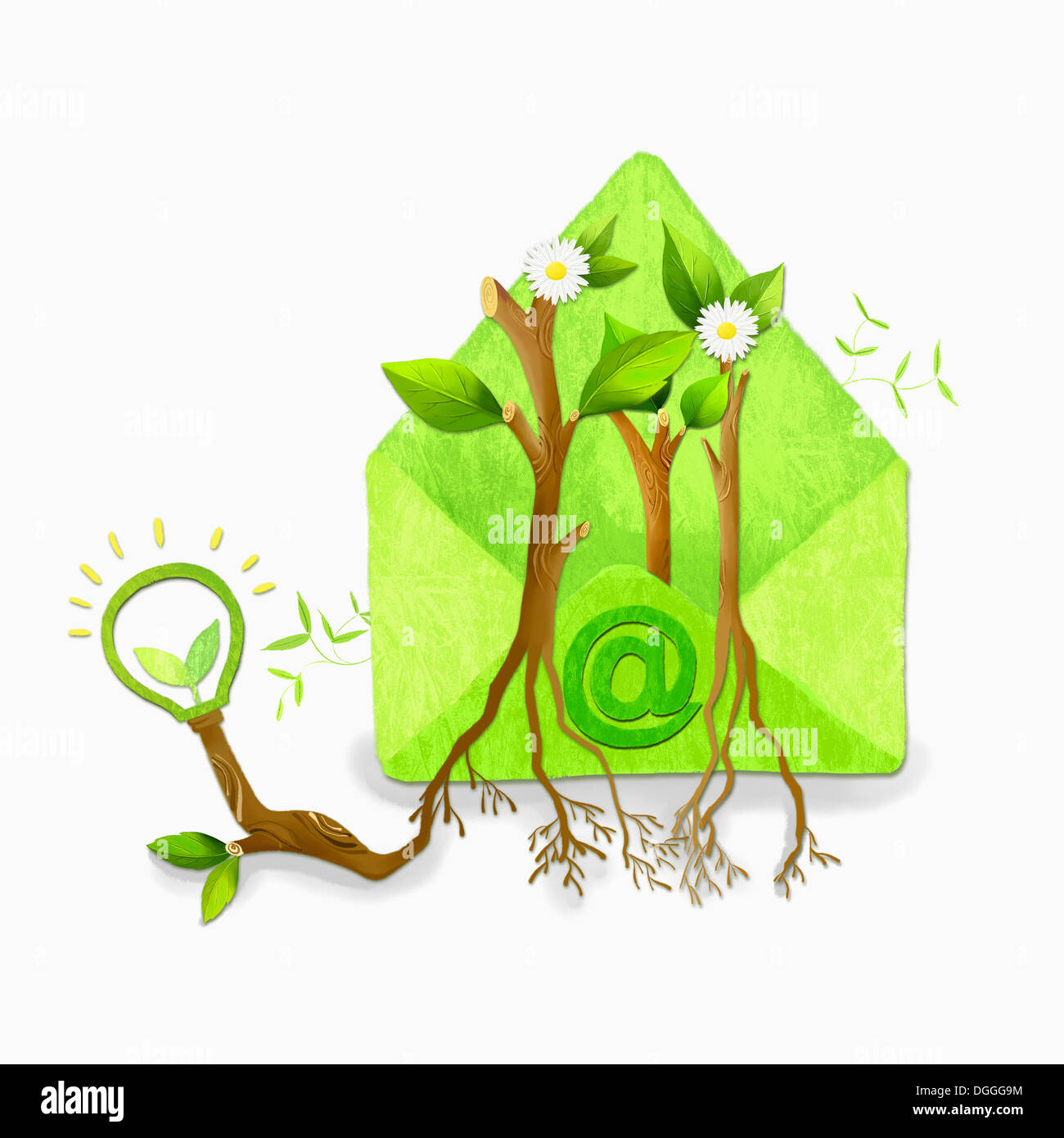 Une illustration d'un e-mail de recyclage vert Banque D'Images