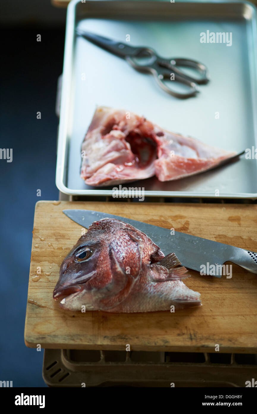 Tranches de poisson frais repas japonais traditionnel Banque D'Images