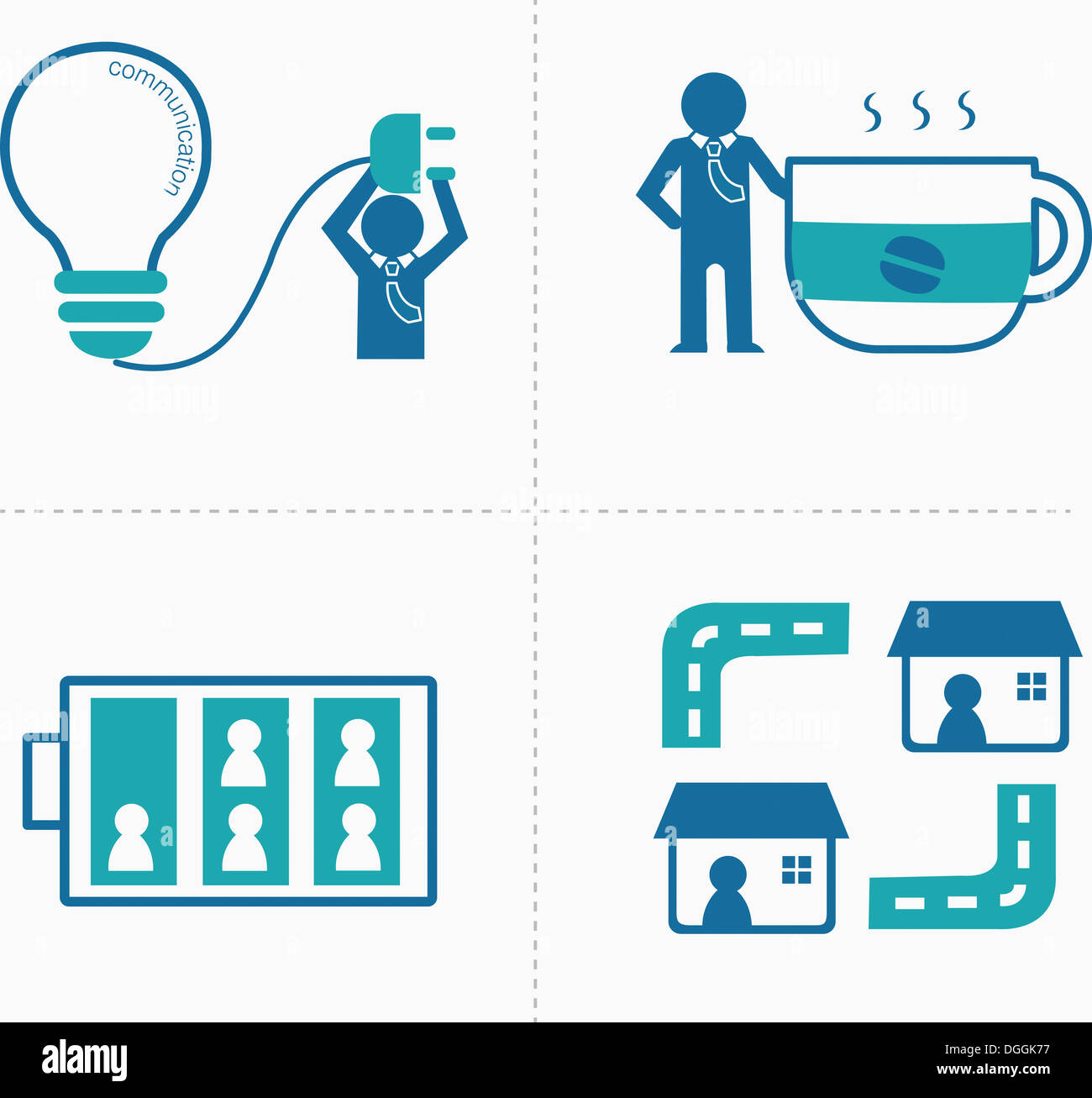Un ensemble d'images liées à la communication Banque D'Images