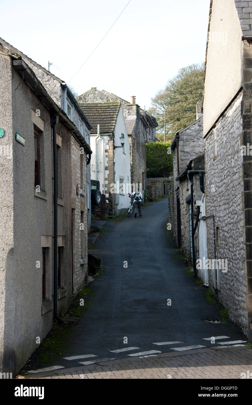 Rue étroite lane Tideswell to Peak District UK Banque D'Images