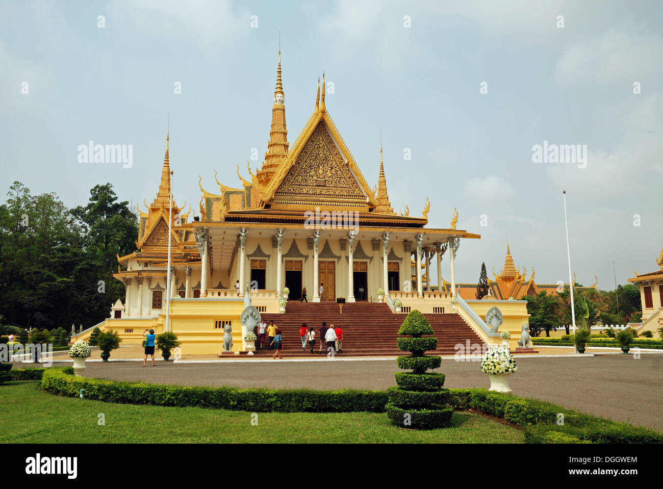 La salle du trône au Palais Royal, Phnom Penh, Cambodge. Banque D'Images