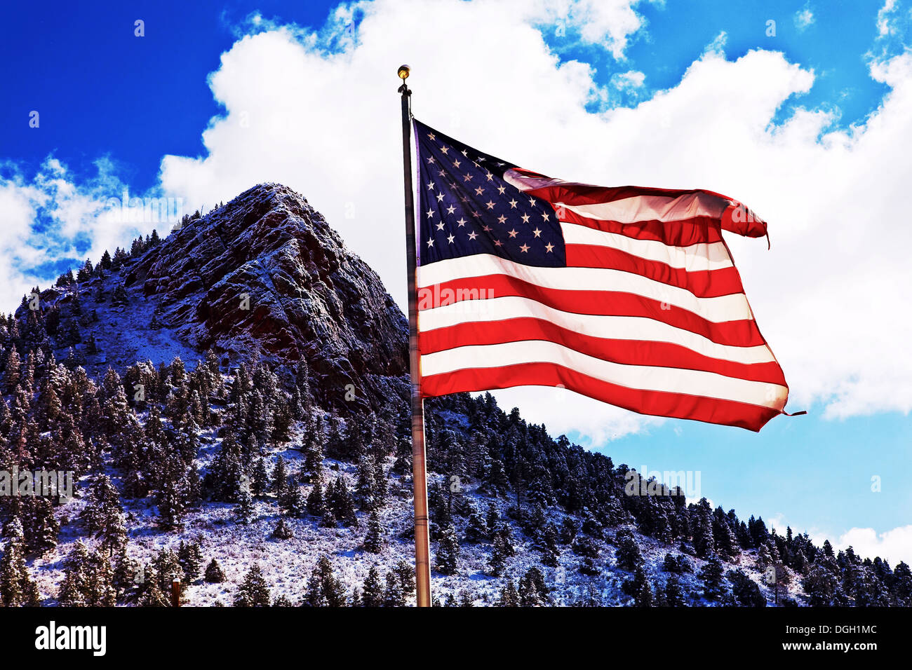 Dans Lions Head Bailey Colorado drapeau Américain Banque D'Images