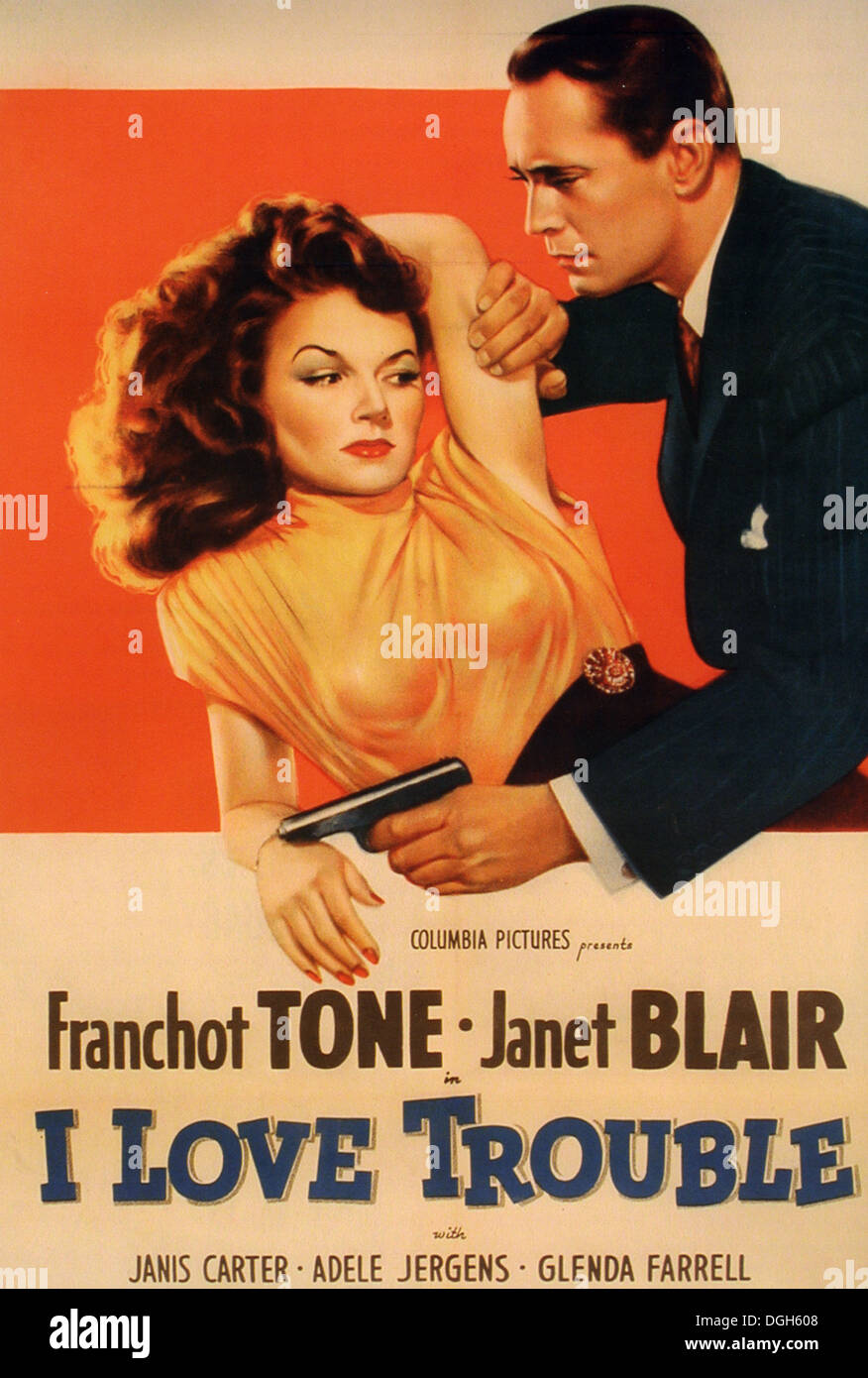 J'AIME LA DIFFICULTÉ À Poster pour 1948 Columbia Pictures film avec Janet Blair et Franchot Tone Banque D'Images