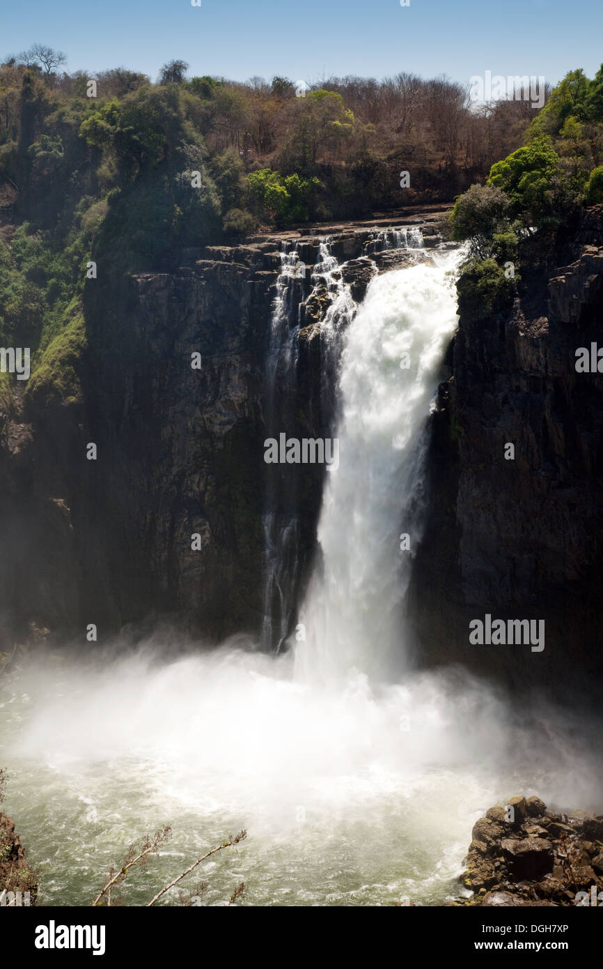 Devil's cataract, l'extrémité ouest des chutes Victoria, Victoria Falls National Park, Zimbabwe, Africa Banque D'Images