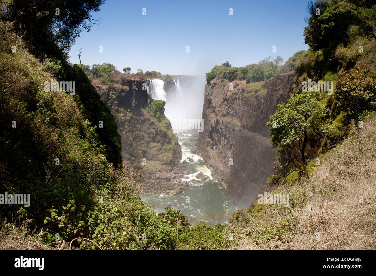 Victoria Falls National Park, Zimbabwe, Africa, regardant vers la cataracte, principale Banque D'Images