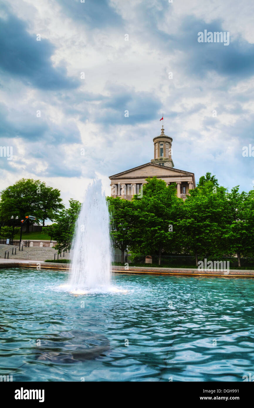 Tennessee State Capitol building, à Nashville, TN en soirée Banque D'Images