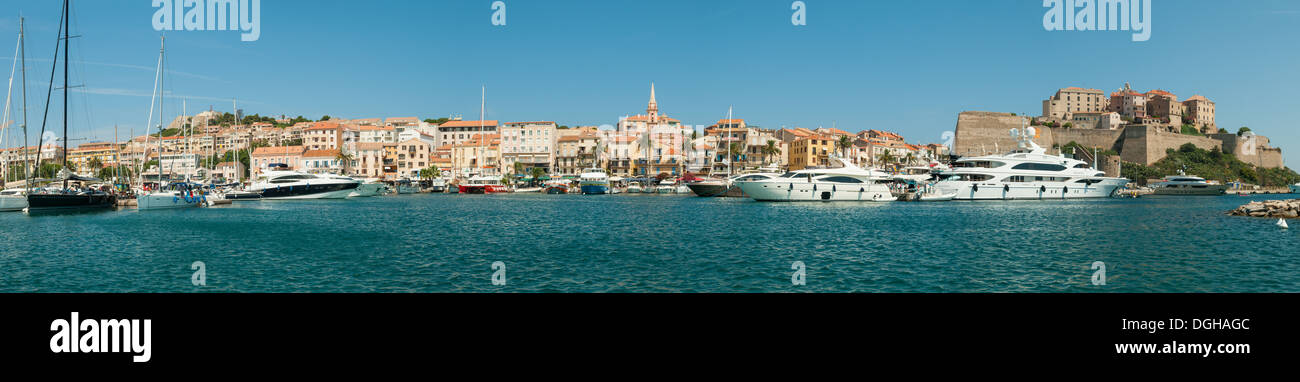Port de plaisance et de la citadelle de Calvi, Corse, Panorama du nord de la France Banque D'Images