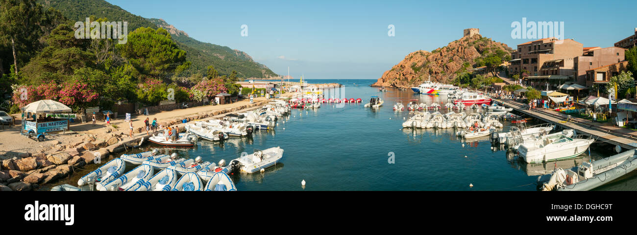 Port de Porto Panorama, l'ouest de la Corse, France Banque D'Images