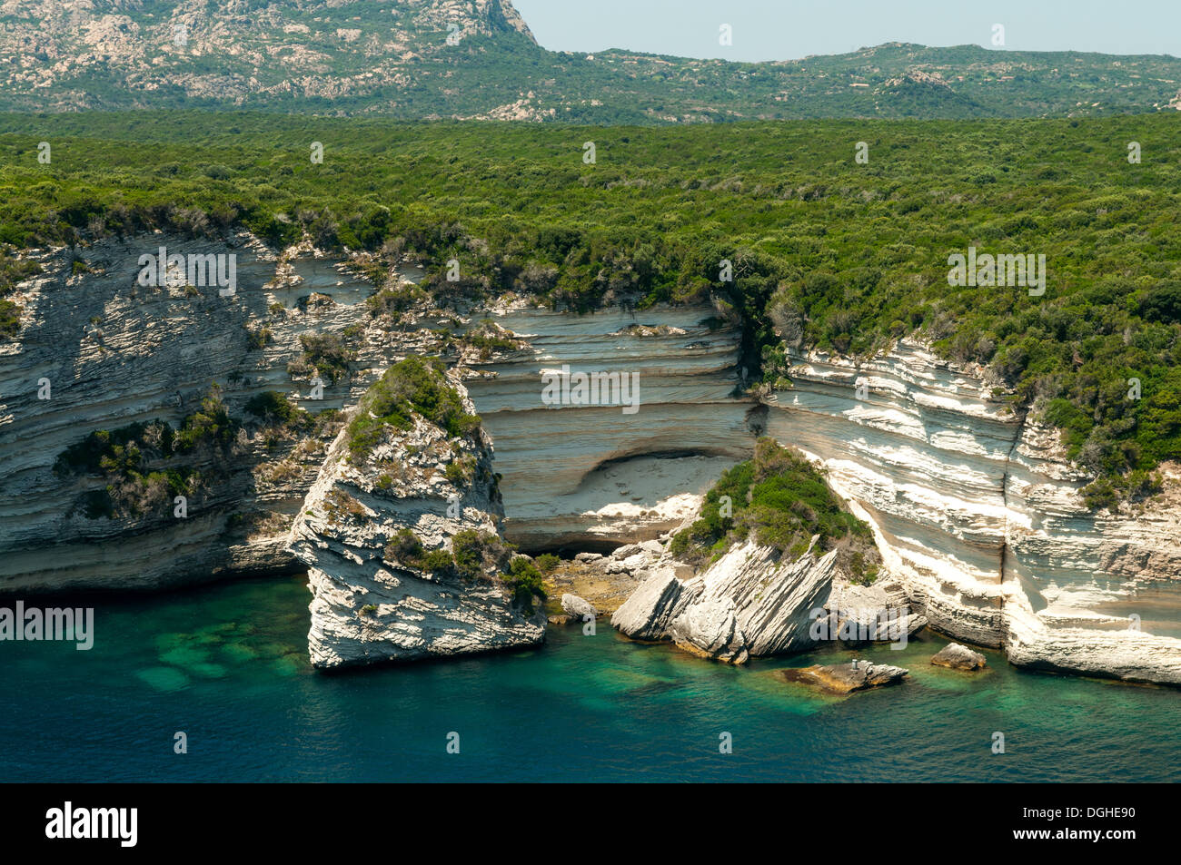 Cliffs dans le Golfe de Bonifacio, Corse du Sud, France Banque D'Images