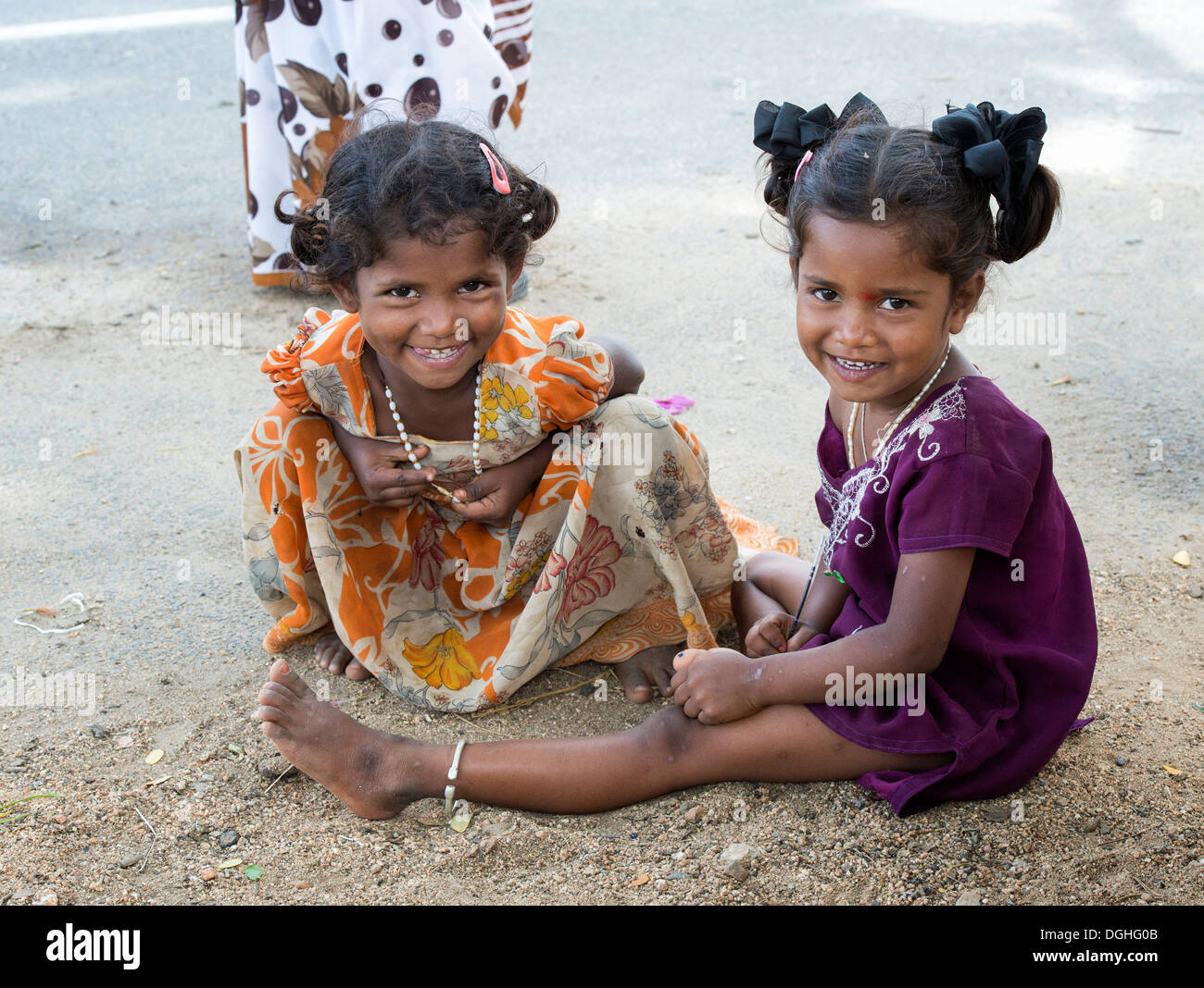 Happy Indian basse caste des filles. L'Andhra Pradesh, Inde Banque D'Images