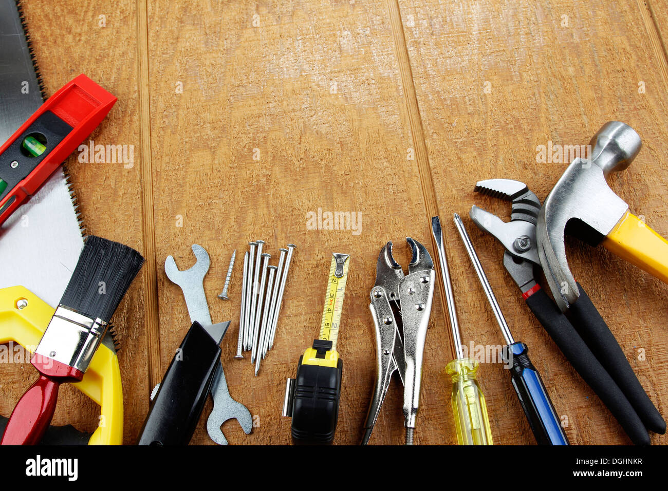 Outils de travail sur bois assortis Banque D'Images