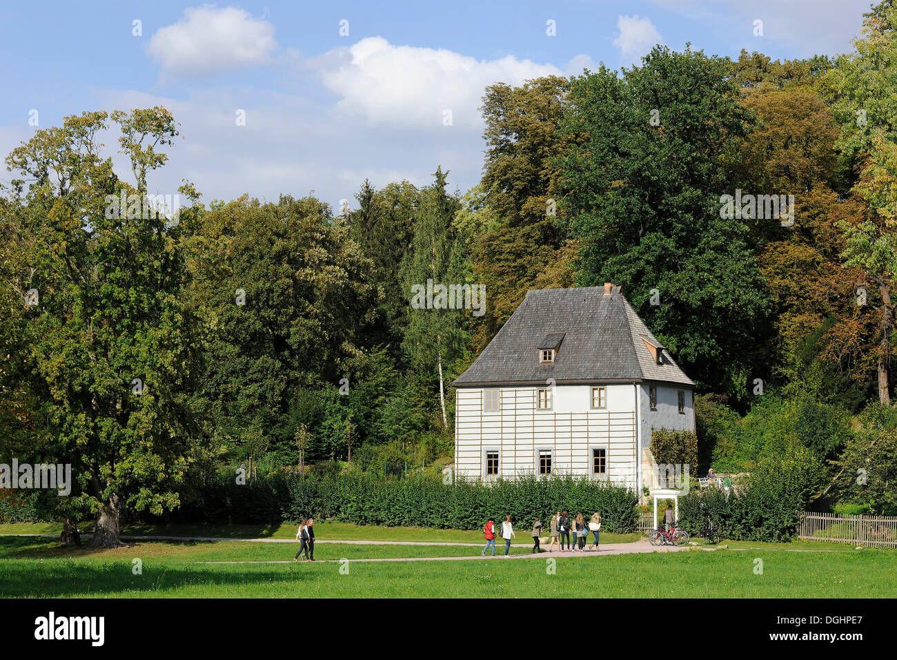 Maison de jardin de Goethe, l'UNESCO patrimoine culturel mondial, en parc sur l'ILM, Weimar, Thuringe, Allemagne Banque D'Images