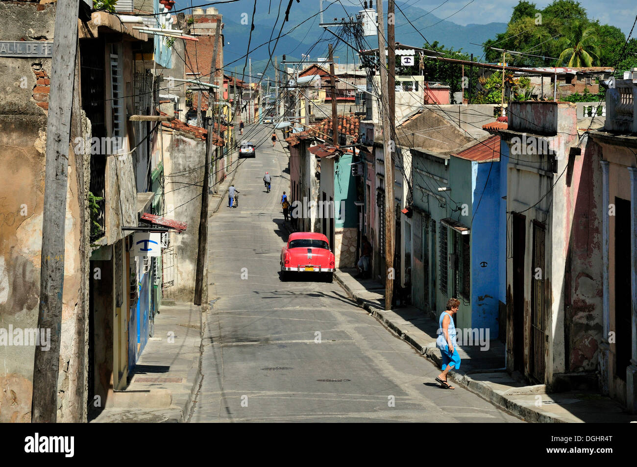 Scène de rue à Santiago de Cuba, Cuba, Caraïbes Banque D'Images