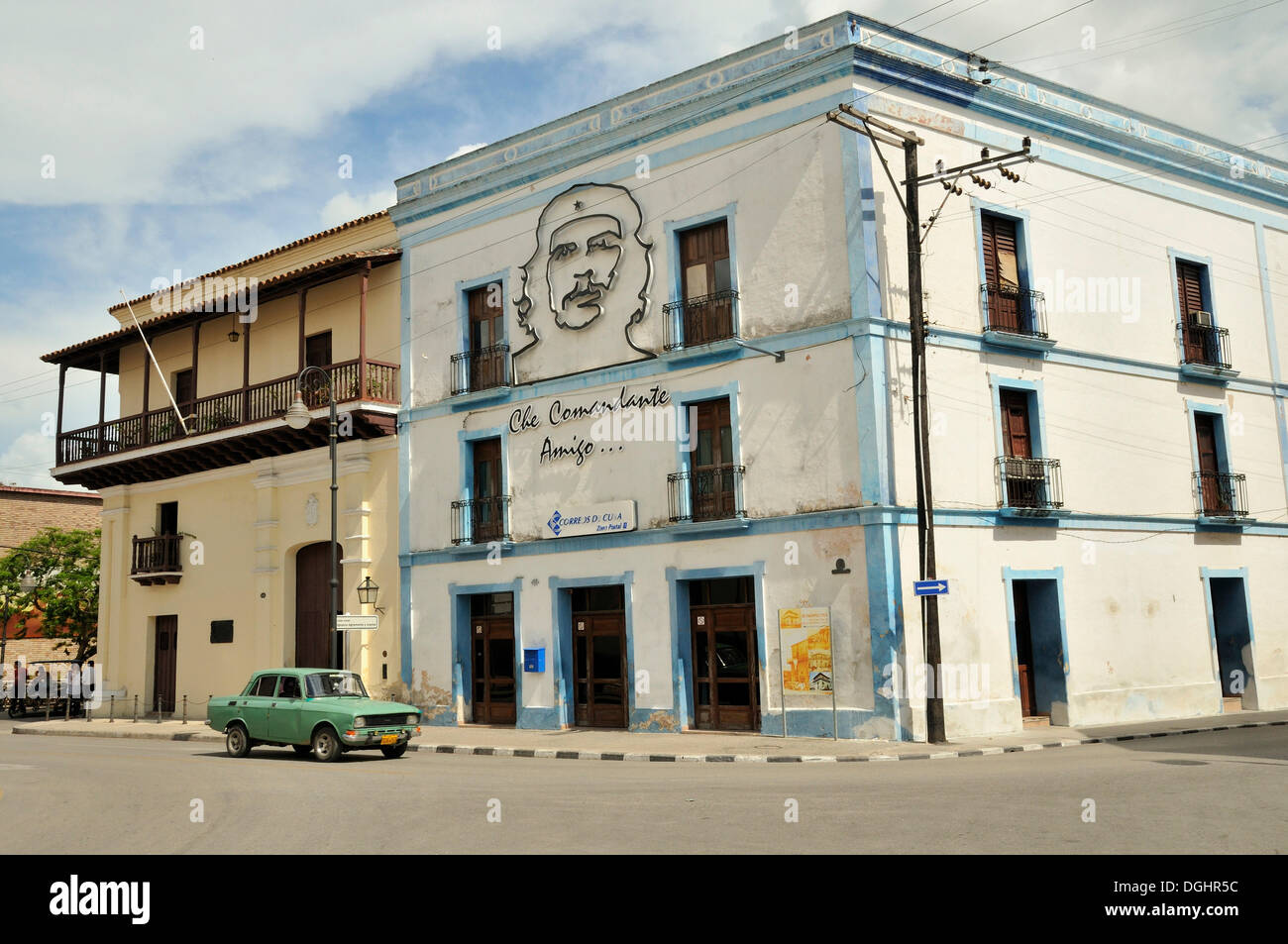 Image d'Ernesto 'Che' Guevara sur une façade de maison, la propagande révolutionnaire, Camagueey, de Cuba, des Caraïbes Banque D'Images