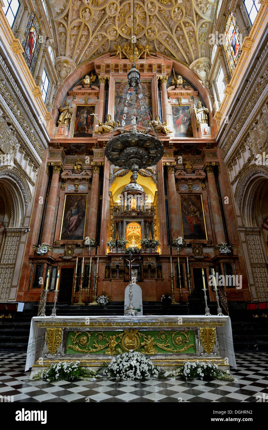 Autel de la Mezquita, mosquée-cathédrale de Cordoue, La Cathédrale de Notre Dame de la conception, de Córdoba, province de Córdoba Banque D'Images