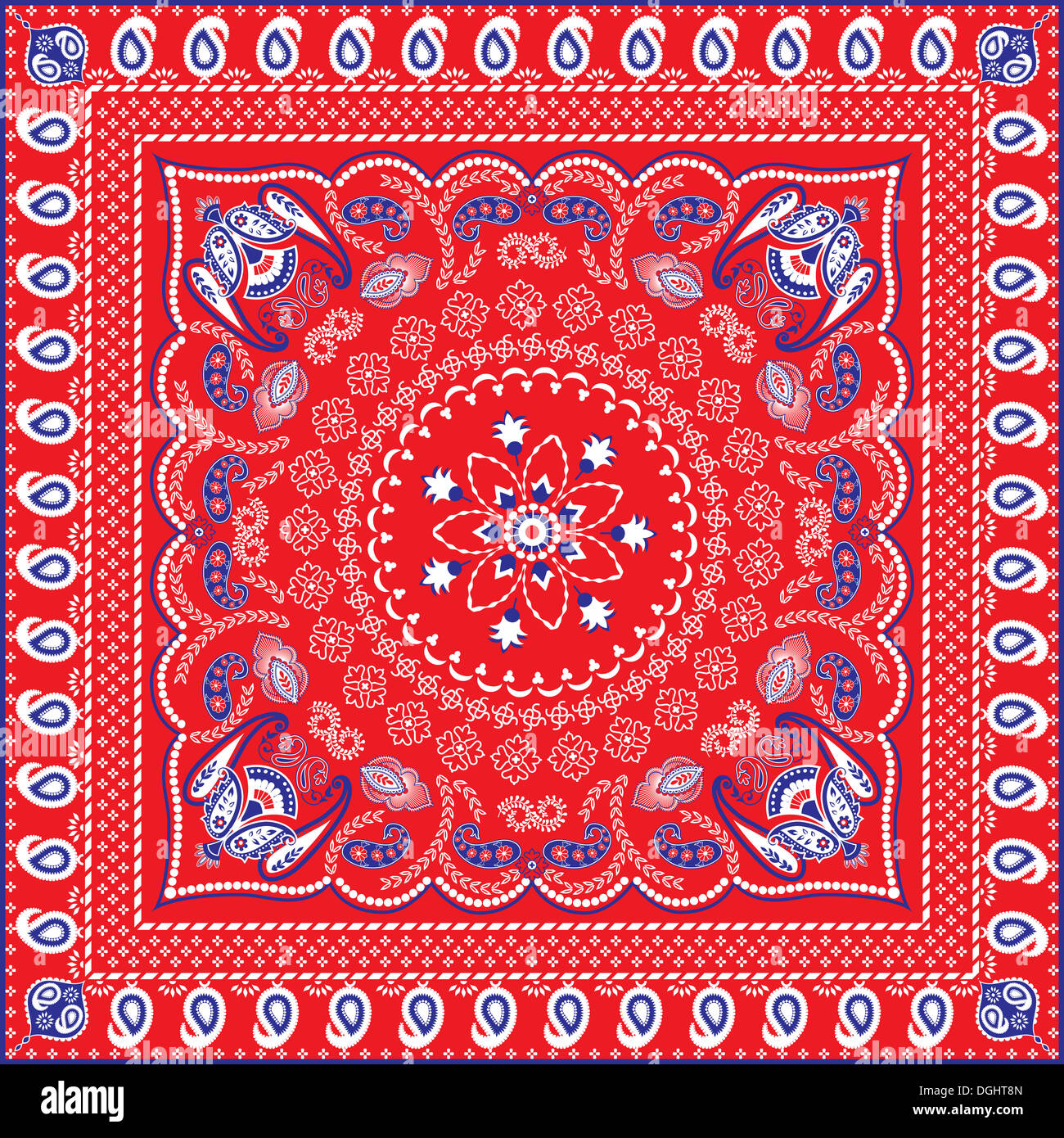 Rouge, bleu et blanc à motifs rétro bandana ou Foulard Photo Stock - Alamy
