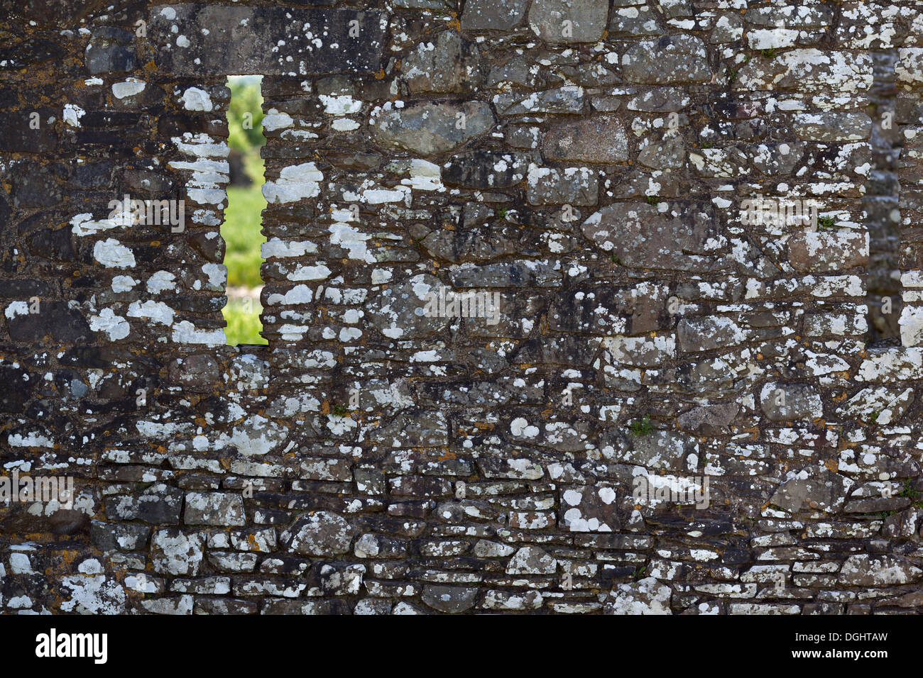 Fente de fenêtre, ruines de Château de Threave, bei Castle Douglas, Dumfries et Galloway, Écosse, Royaume-Uni Banque D'Images