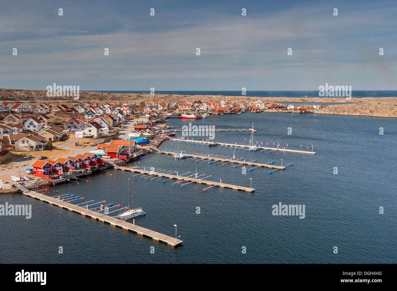 Une vue de dessus d'un magnifique port dans l'ouest de la Suède Banque D'Images