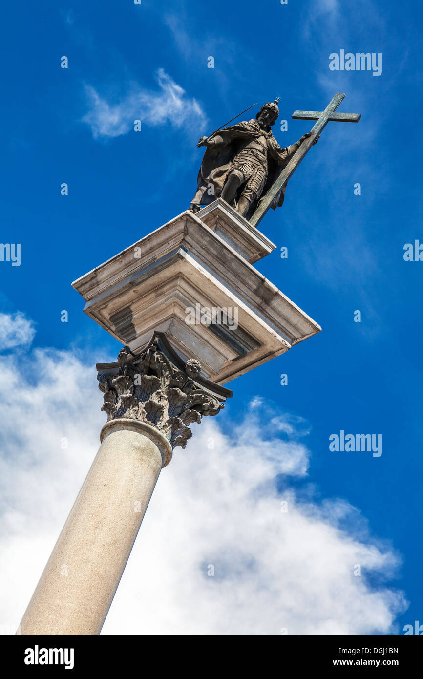 Sigismunds colonne en place du Château de Varsovie. Banque D'Images