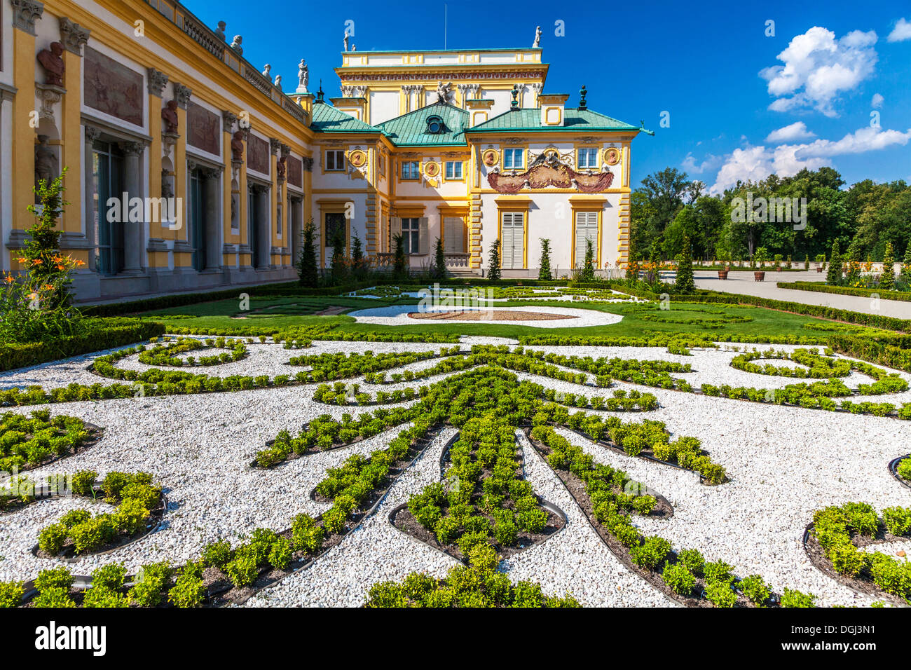 Un coin de la 17e siècle Palais Royal de Wilanów à Varsovie. Banque D'Images