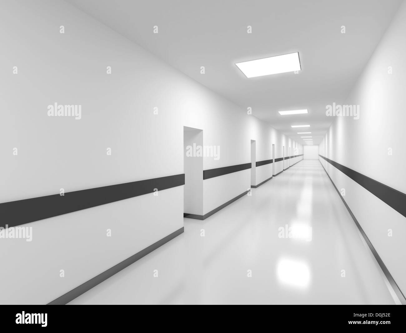 Abstract white office corridor intérieur. Illustration 3D render Banque D'Images