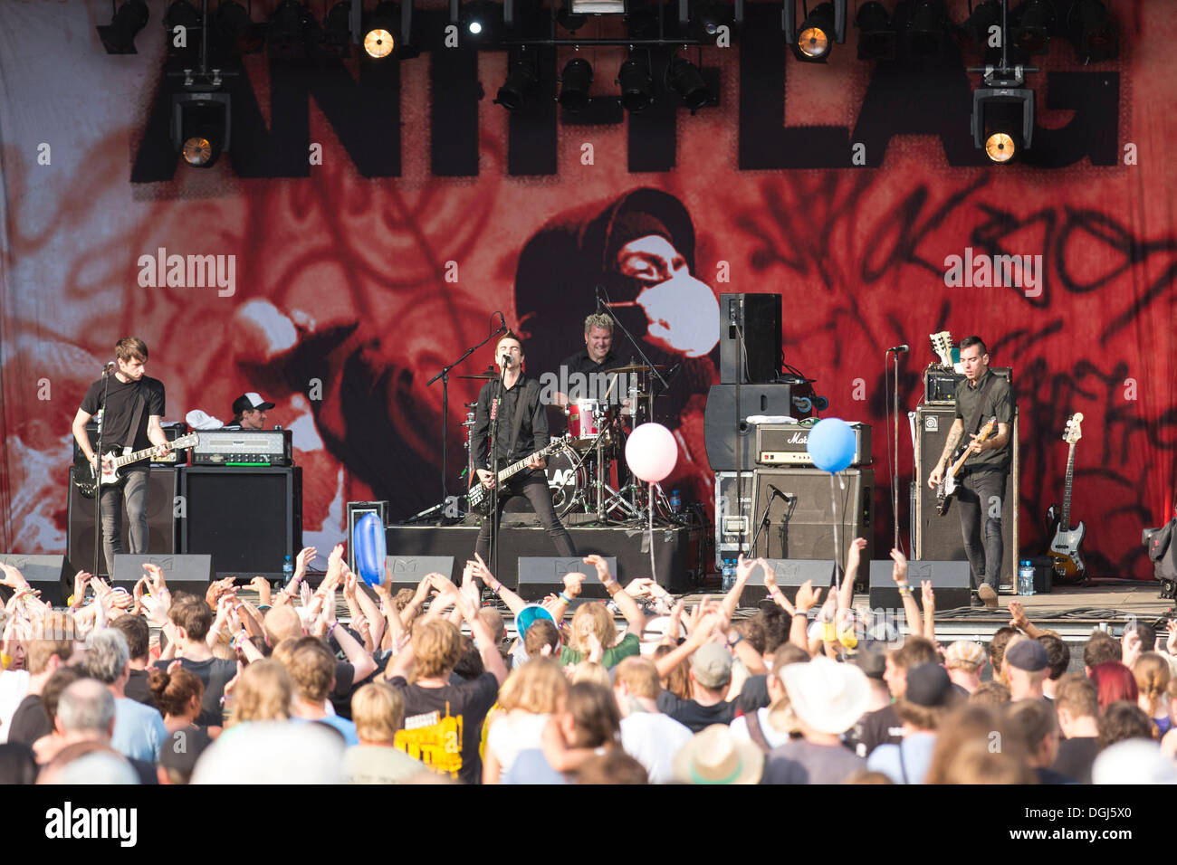 Politique des États-Unis d'Anti-Flag punk live au Heitere Open Air de Zofingen, Argovie, Suisse, Europe Banque D'Images