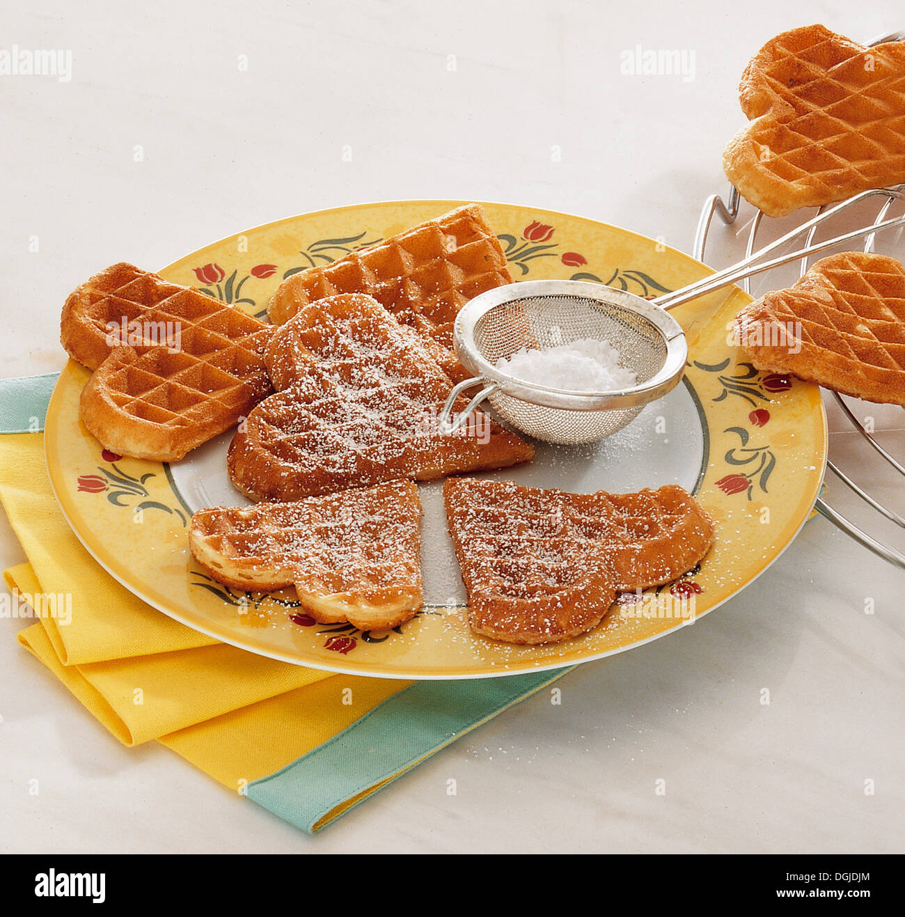 Gaufres liégeoise avec sucre glace, Belgique. Banque D'Images