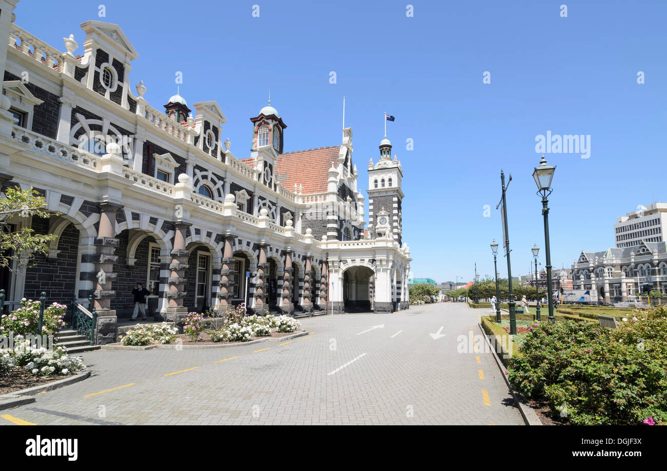 La gare de Dunedin historique, île du Sud, Nouvelle-Zélande, Océanie Banque D'Images