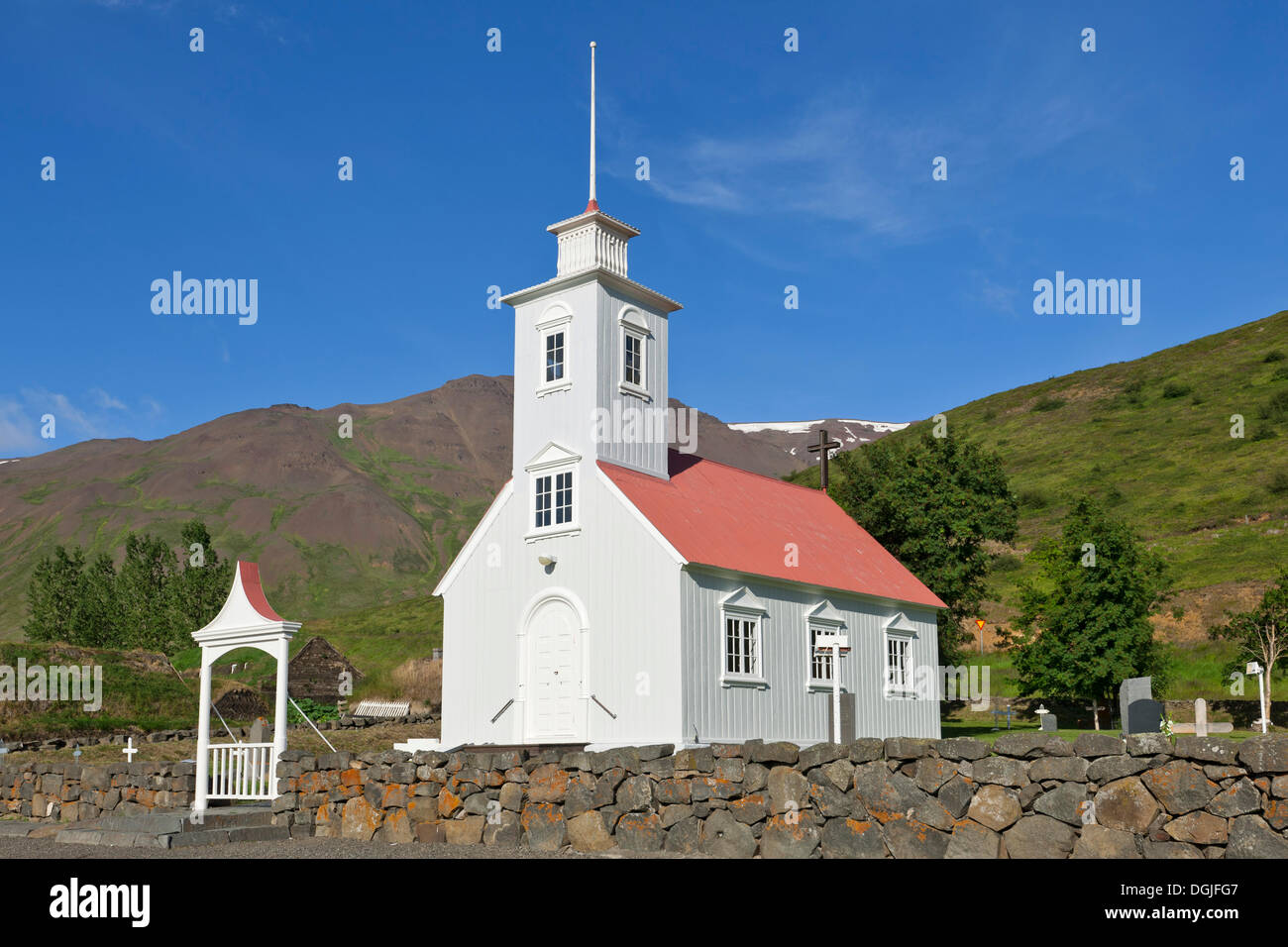 Église de l'ancienne ferme de tourbe Laufás, musée, Eyjafjoerður, Islande, Europe Banque D'Images