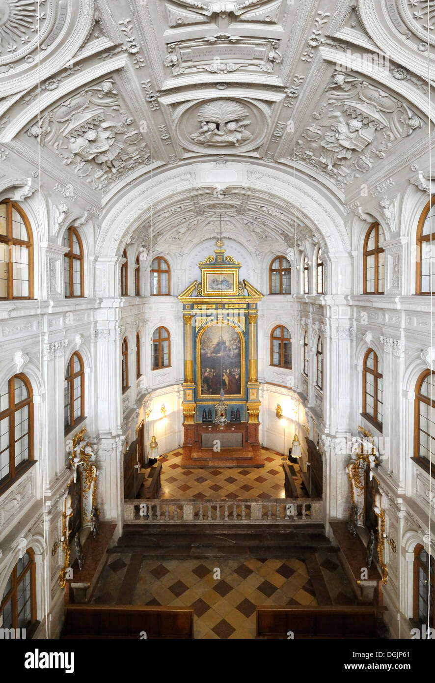 Chapelle de la Cour, Muenchner Residenz royal palace, accueil des régents Wittelsbach jusqu'en 1918, Munich, Bavière Banque D'Images