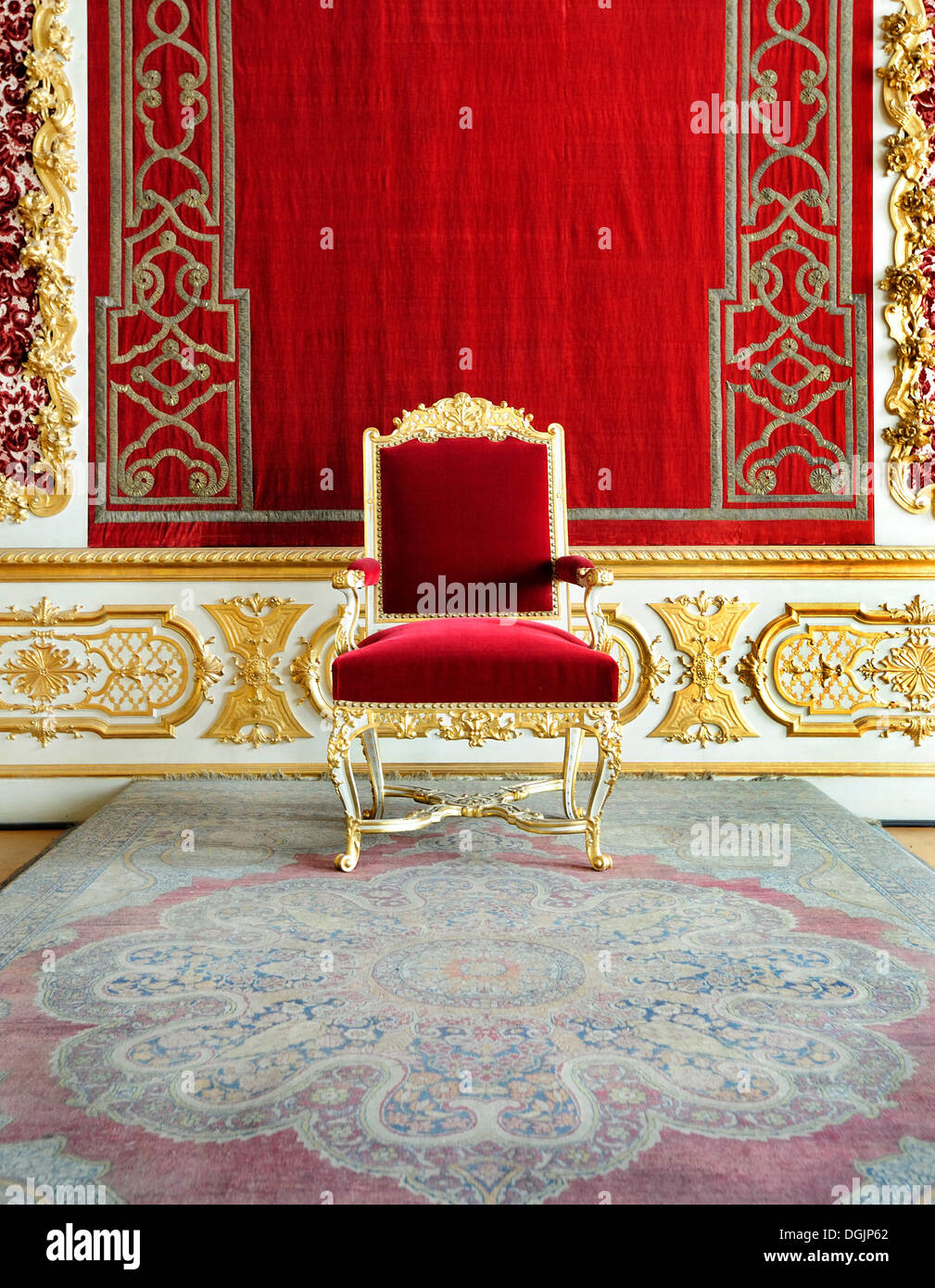 Magnifique chaise, Muenchner Residenz royal palace, accueil des régents Wittelsbach jusqu'en 1918, Munich, Bavière Banque D'Images