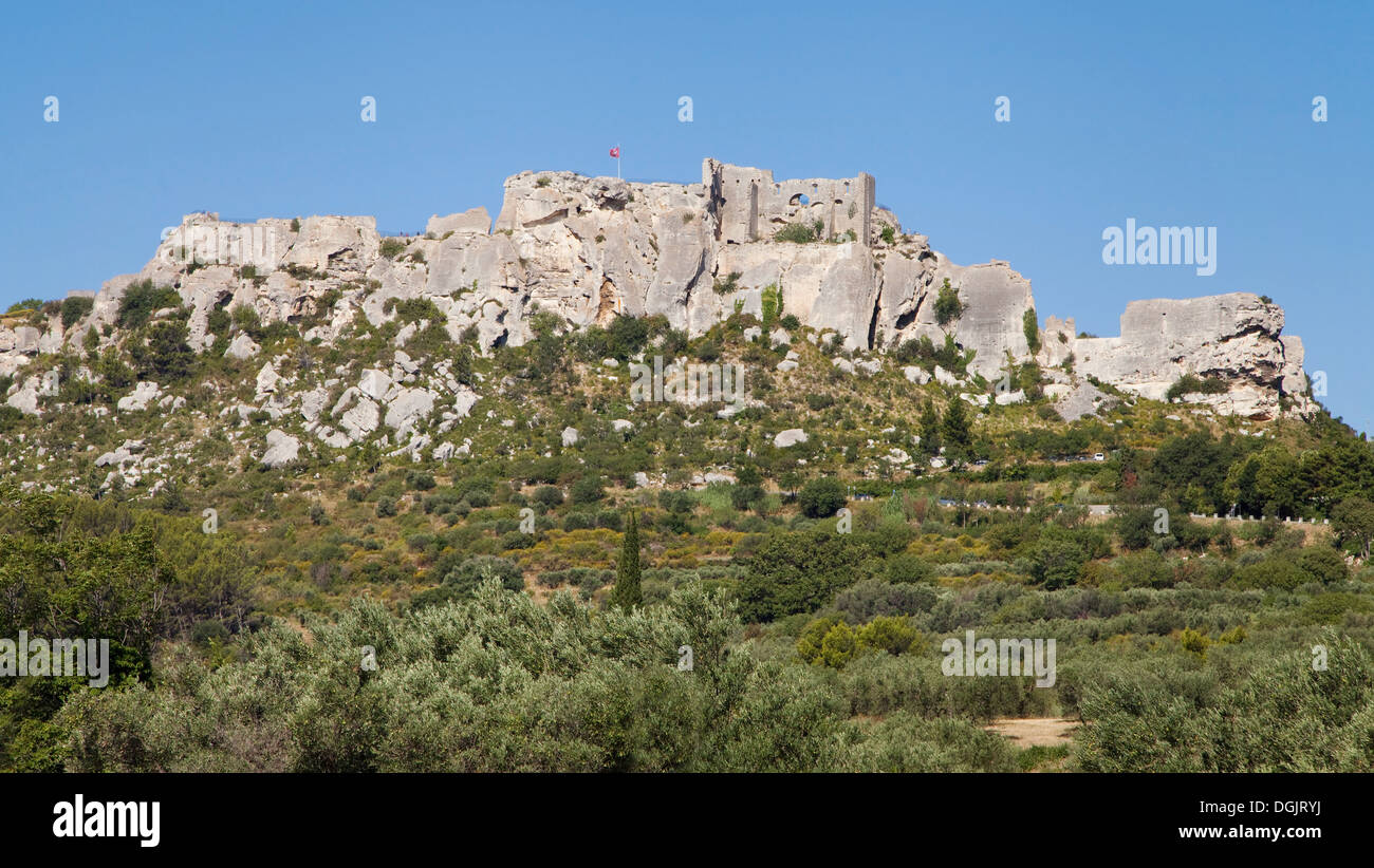 Panorama des Baux de Provence, France. Banque D'Images