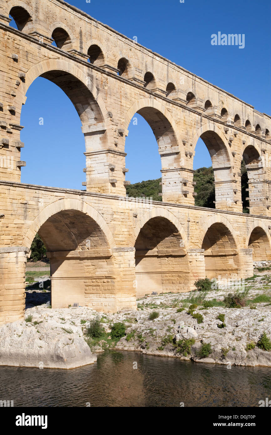 Aqueduc romain du Pont du Gard, France. Banque D'Images