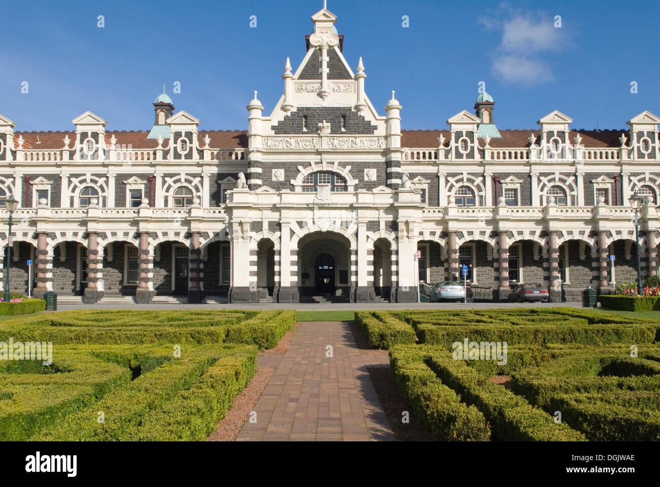 Gare ferroviaire historique construit dans un style néo-Renaissance, Dunedin, île du Sud, Nouvelle-Zélande Banque D'Images