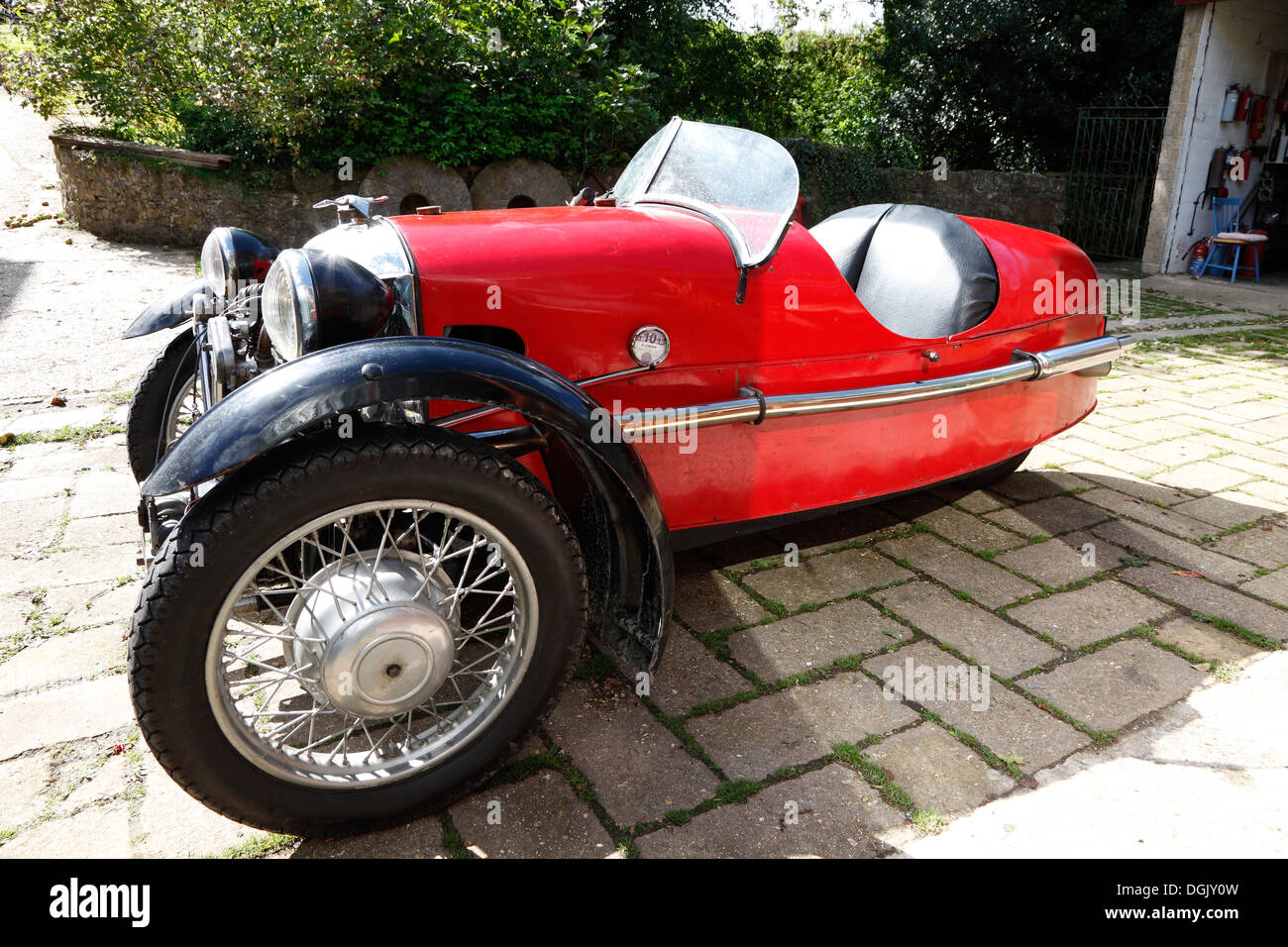 Années 1930 Vintage Morgan à trois roues Super Sports voiture Isle of Wight, Hampshire, Angleterre Banque D'Images