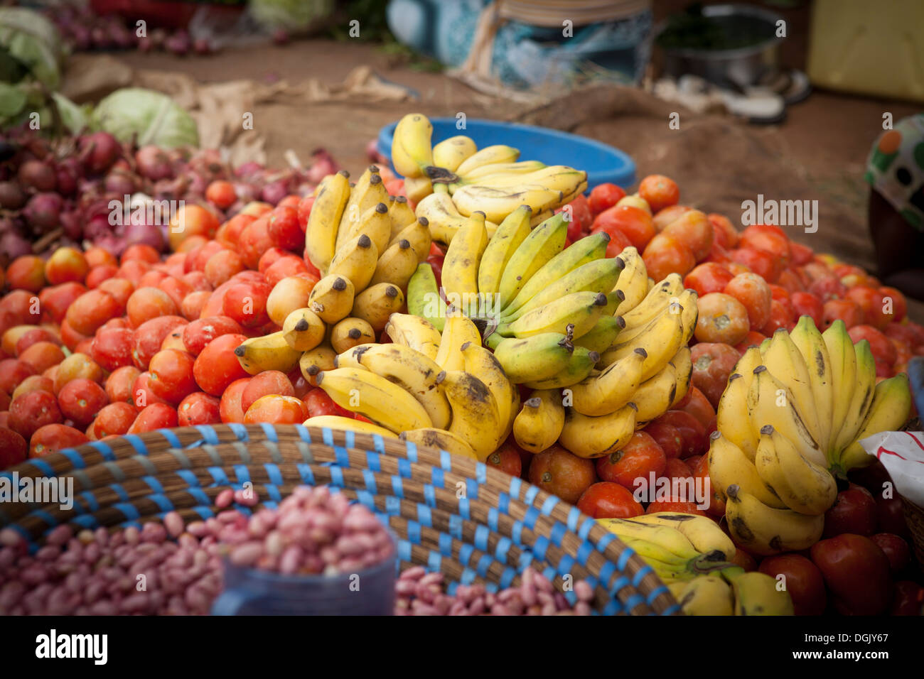 Marché de Fruits à Entebbe, Ouganda, Afrique de l'Est. Banque D'Images