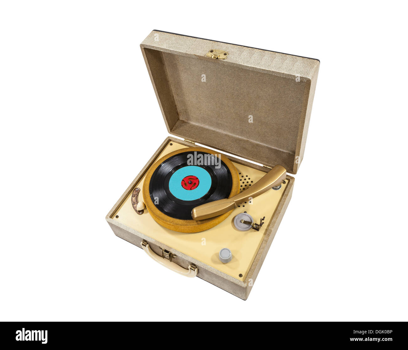 Vintage petit record player dans la boîte. Banque D'Images