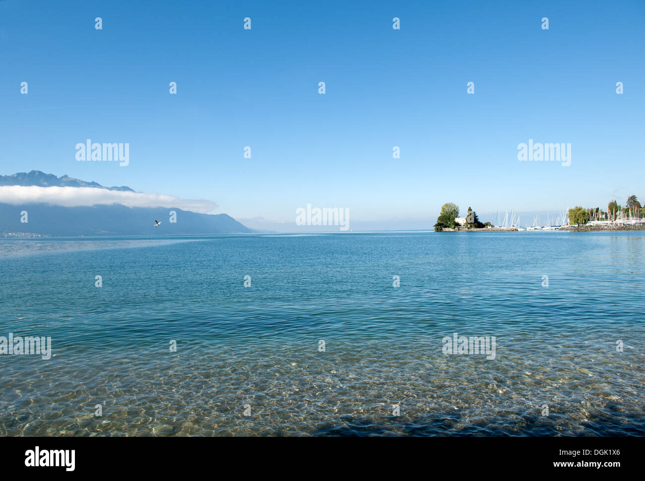Lac de Genève à Montreux dans le canton de Vaud en Suisse. Banque D'Images